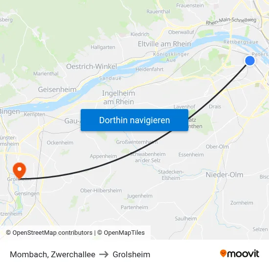 Mombach, Zwerchallee to Grolsheim map