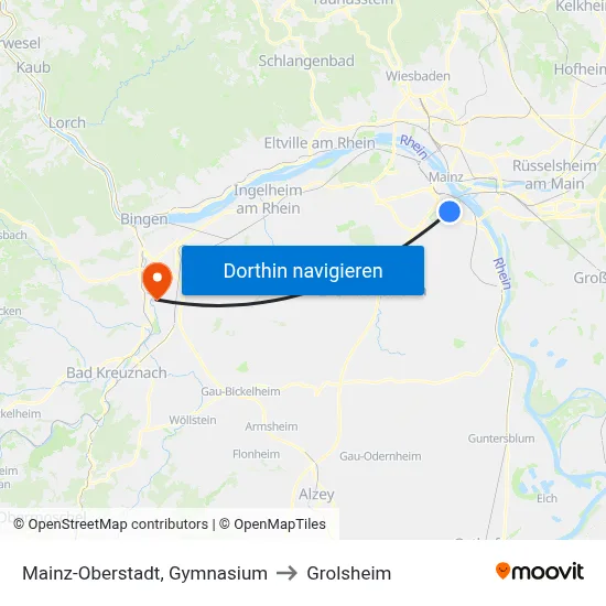 Mainz-Oberstadt, Gymnasium to Grolsheim map