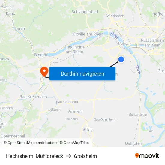 Hechtsheim, Mühldreieck to Grolsheim map
