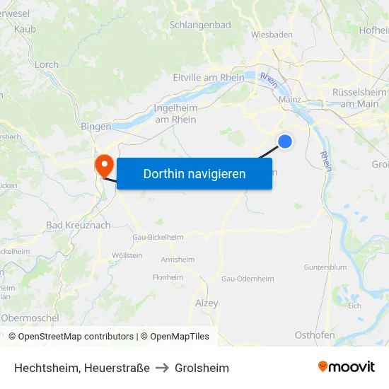 Hechtsheim, Heuerstraße to Grolsheim map