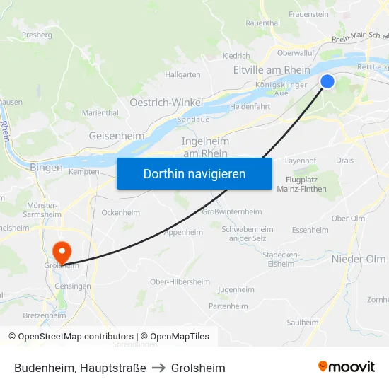Budenheim, Hauptstraße to Grolsheim map