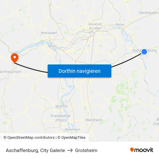 Aschaffenburg, City Galerie to Grolsheim map