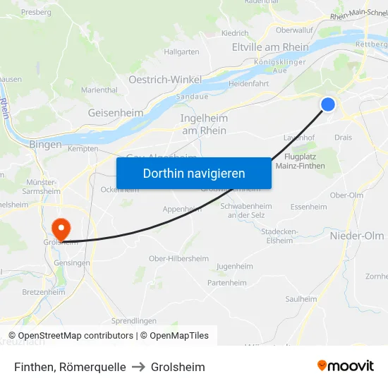 Finthen, Römerquelle to Grolsheim map