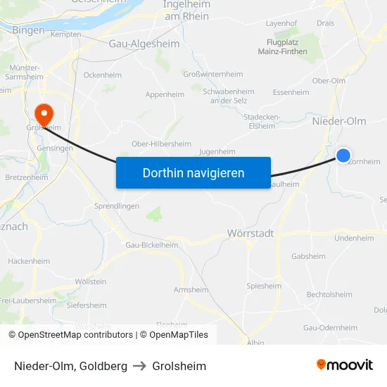 Nieder-Olm, Goldberg to Grolsheim map