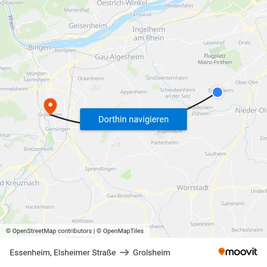 Essenheim, Elsheimer Straße to Grolsheim map