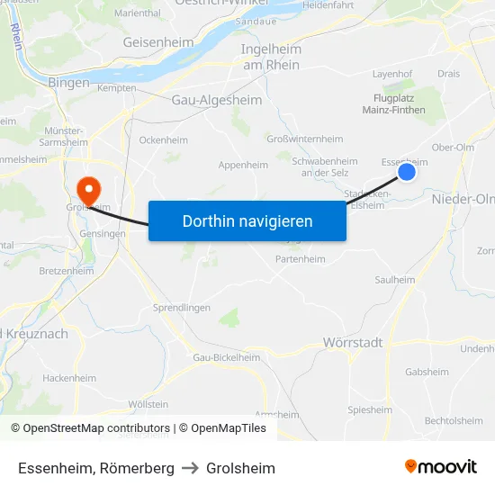 Essenheim, Römerberg to Grolsheim map