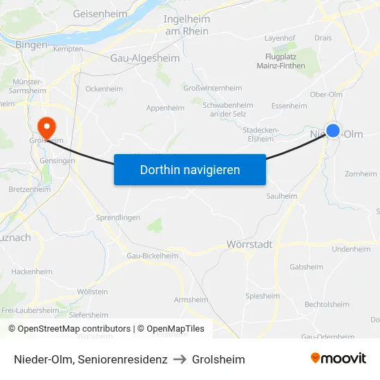 Nieder-Olm, Seniorenresidenz to Grolsheim map