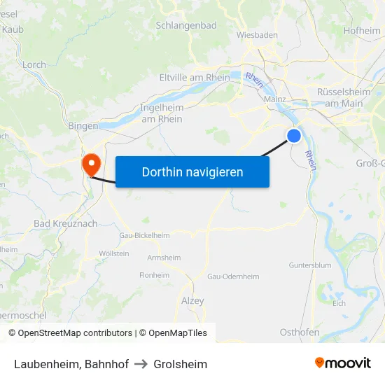 Laubenheim, Bahnhof to Grolsheim map