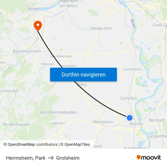 Herrnsheim, Park to Grolsheim map