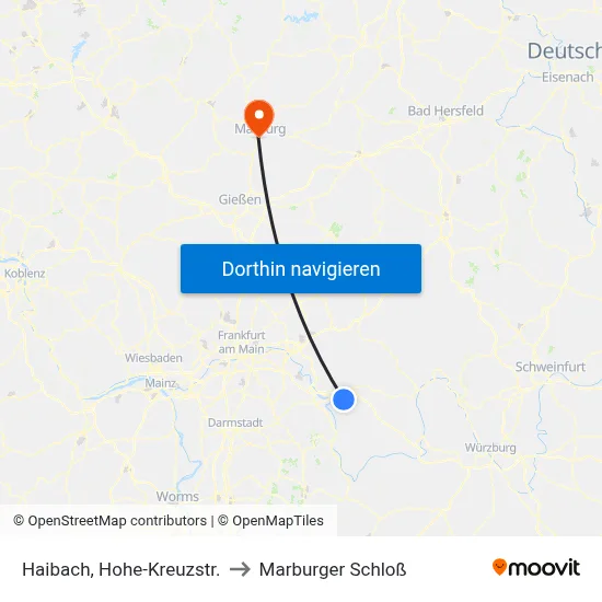 Haibach, Hohe-Kreuzstr. to Marburger Schloß map
