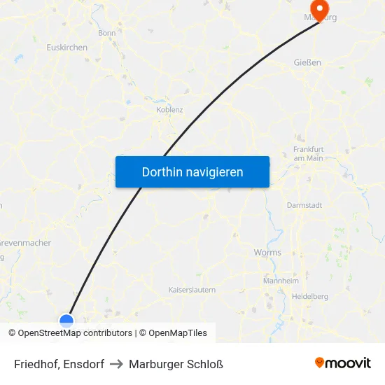 Friedhof, Ensdorf to Marburger Schloß map