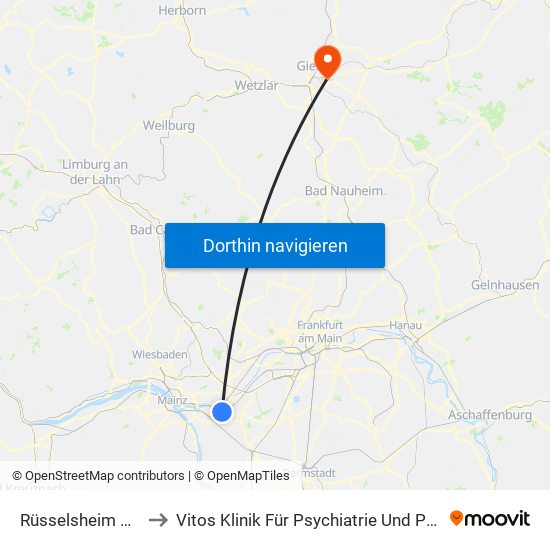 Rüsselsheim Bahnhof to Vitos Klinik Für Psychiatrie Und Psychotherapie map