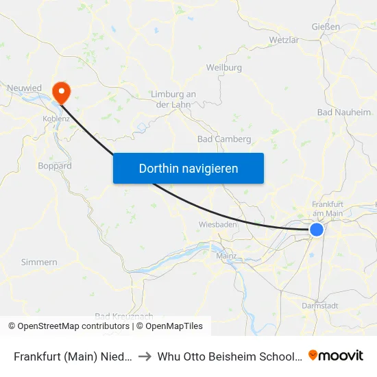 Frankfurt (Main) Niederrad Bahnhof to Whu Otto Beisheim School Of Management map