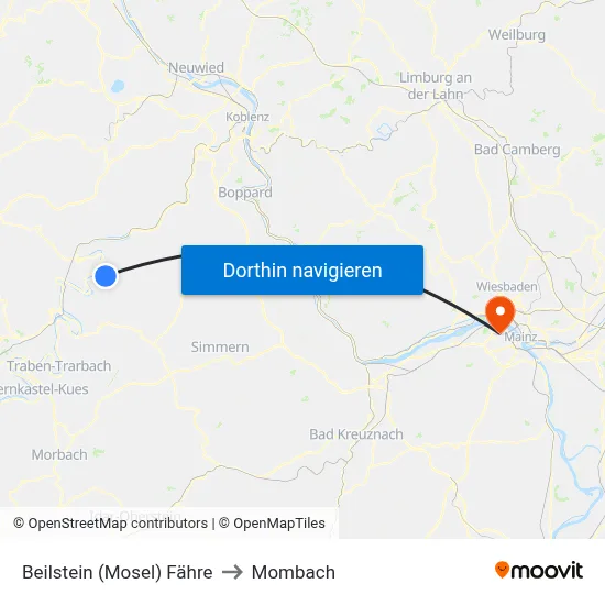 Beilstein (Mosel) Fähre to Mombach map