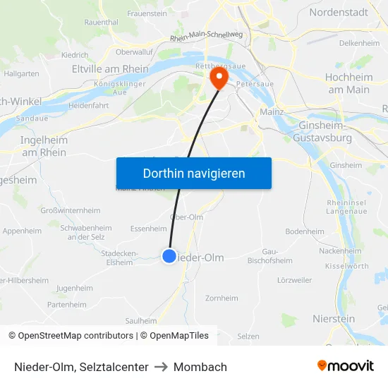 Nieder-Olm, Selztalcenter to Mombach map