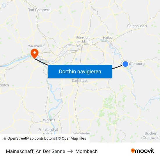 Mainaschaff, An Der Senne to Mombach map