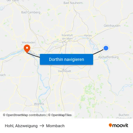 Hohl, Abzweigung to Mombach map