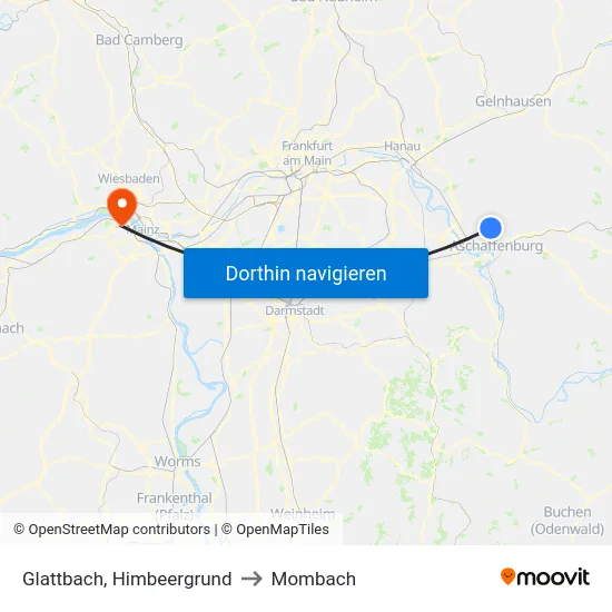 Glattbach, Himbeergrund to Mombach map