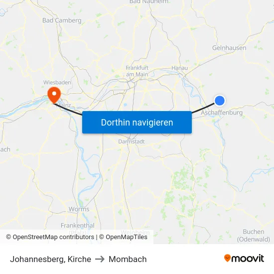 Johannesberg, Kirche to Mombach map