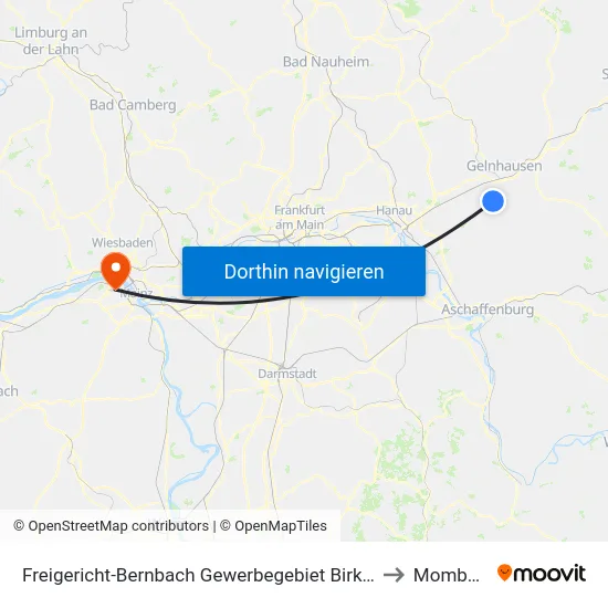 Freigericht-Bernbach Gewerbegebiet Birkenhain to Mombach map