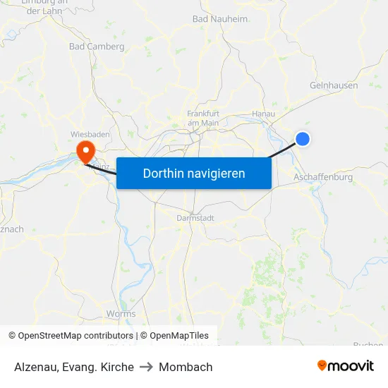 Alzenau, Evang. Kirche to Mombach map
