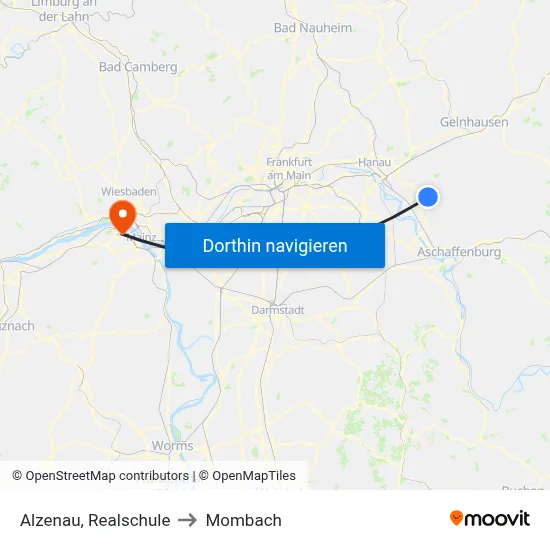 Alzenau, Realschule to Mombach map