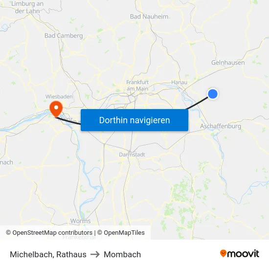 Michelbach, Rathaus to Mombach map