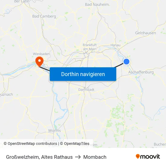 Großwelzheim, Altes Rathaus to Mombach map