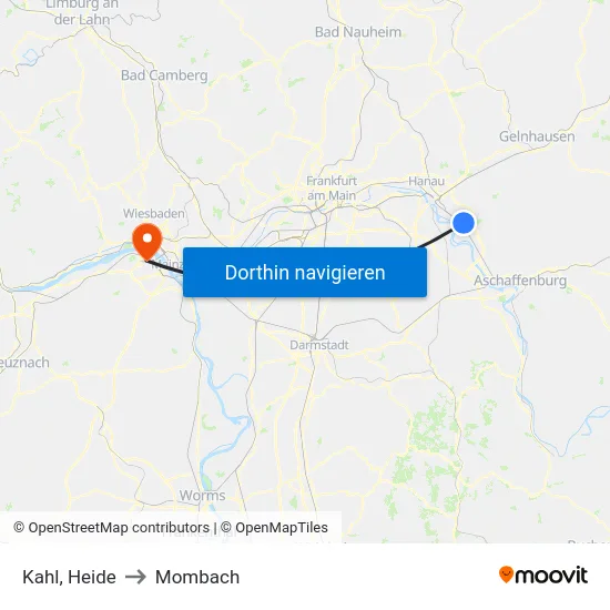 Kahl, Heide to Mombach map