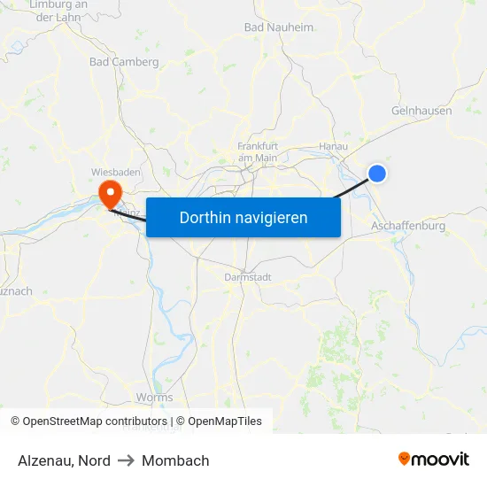 Alzenau, Nord to Mombach map