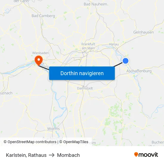 Karlstein, Rathaus to Mombach map