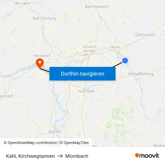 Kahl, Kirchwegtannen to Mombach map