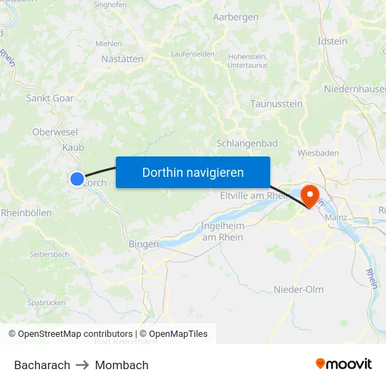 Bacharach to Mombach map