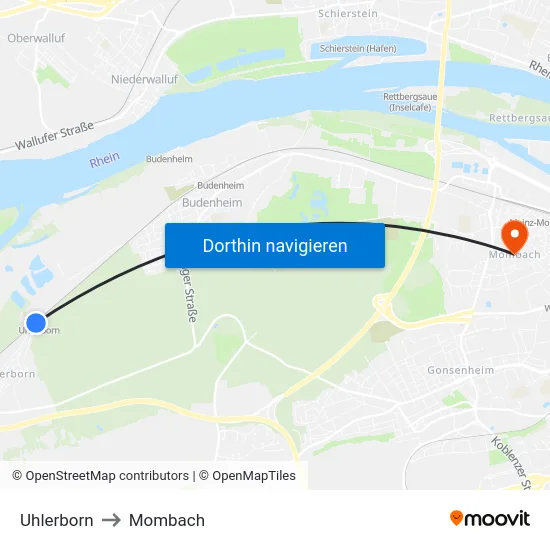 Uhlerborn to Mombach map