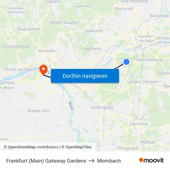 Frankfurt (Main) Gateway Gardens to Mombach map