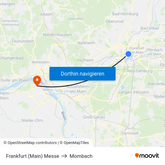 Frankfurt (Main) Messe to Mombach map
