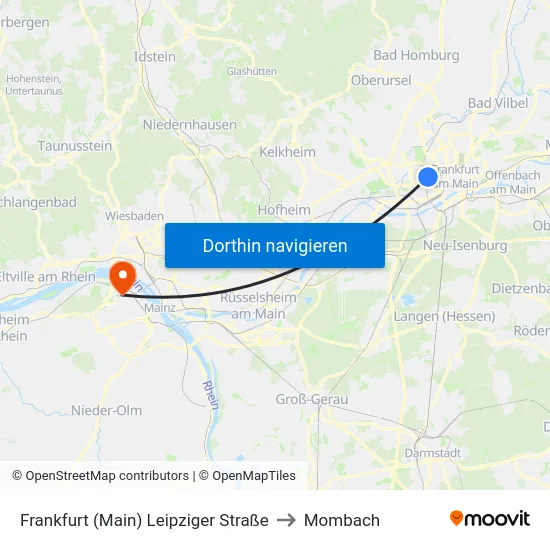 Frankfurt (Main) Leipziger Straße to Mombach map