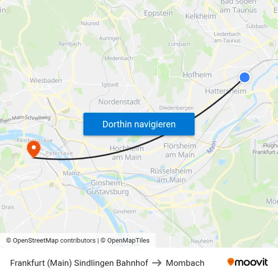 Frankfurt (Main) Sindlingen Bahnhof to Mombach map