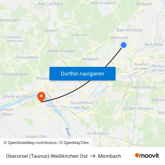 Oberursel (Taunus)-Weißkirchen Ost to Mombach map