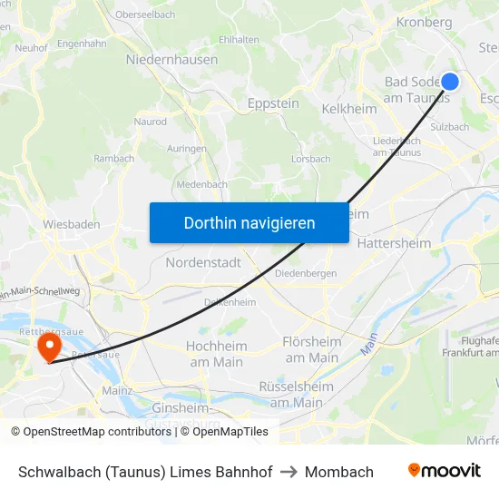 Schwalbach (Taunus) Limes Bahnhof to Mombach map
