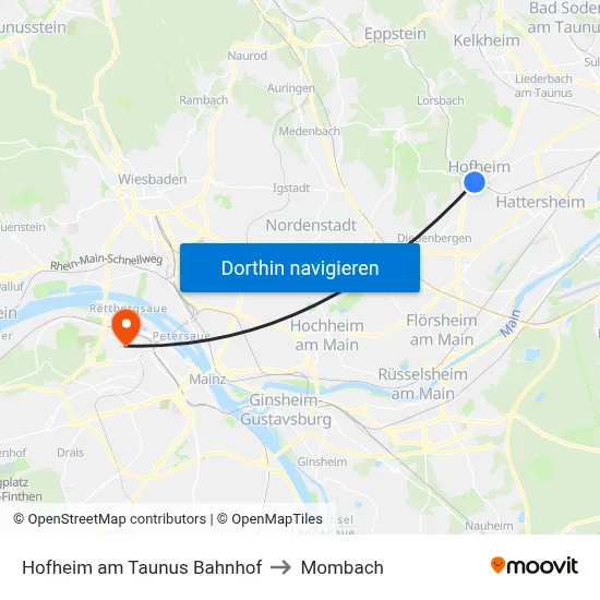 Hofheim am Taunus Bahnhof to Mombach map