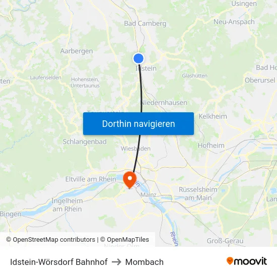 Idstein-Wörsdorf Bahnhof to Mombach map
