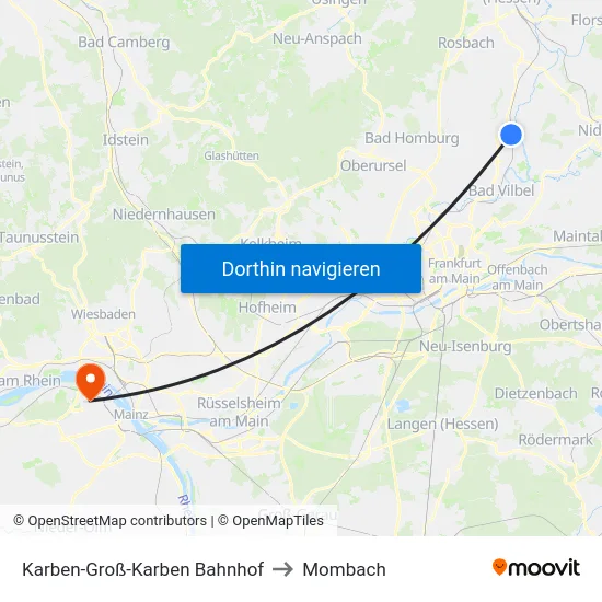 Karben-Groß-Karben Bahnhof to Mombach map