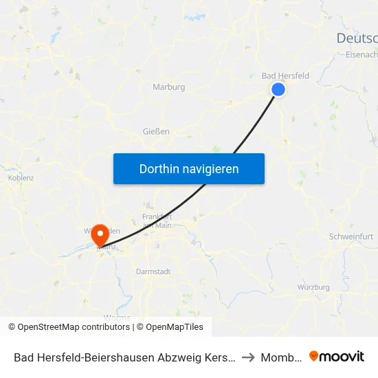 Bad Hersfeld-Beiershausen Abzweig Kerspenhausen to Mombach map