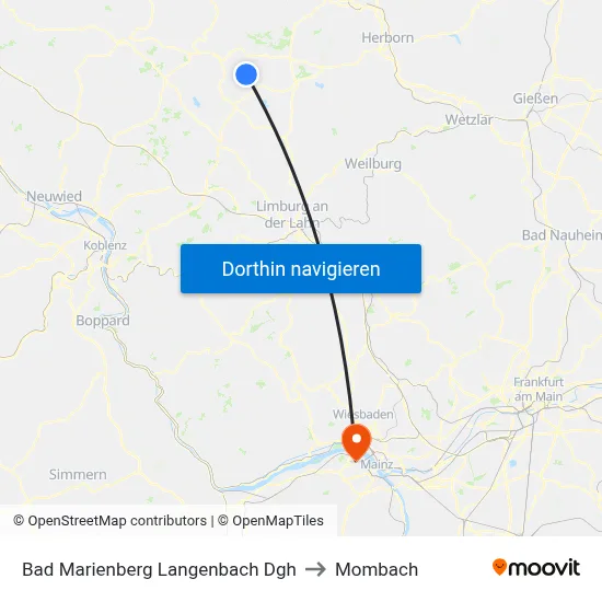 Bad Marienberg Langenbach Dgh to Mombach map