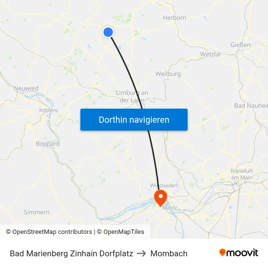 Bad Marienberg Zinhain Dorfplatz to Mombach map