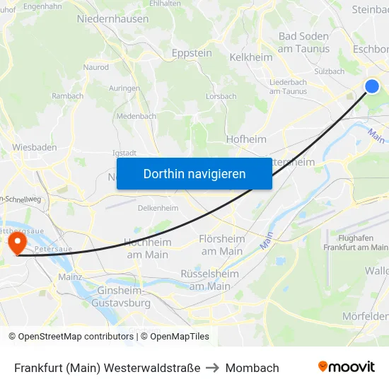 Frankfurt (Main) Westerwaldstraße to Mombach map