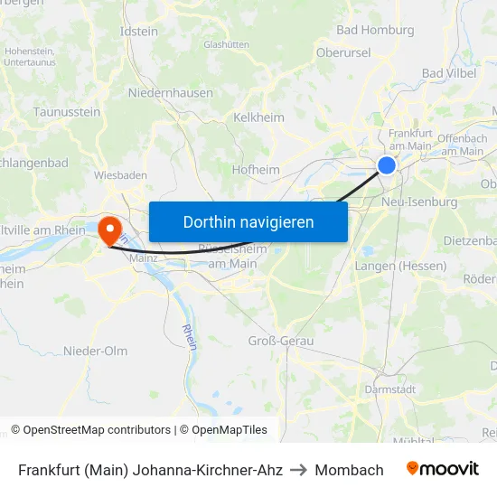 Frankfurt (Main) Johanna-Kirchner-Ahz to Mombach map