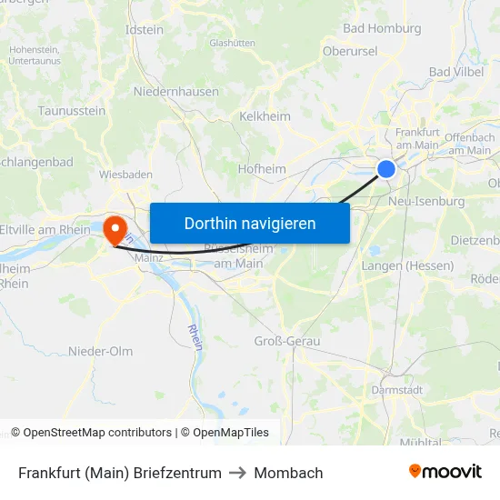 Frankfurt (Main) Briefzentrum to Mombach map