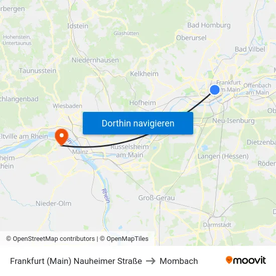Frankfurt (Main) Nauheimer Straße to Mombach map